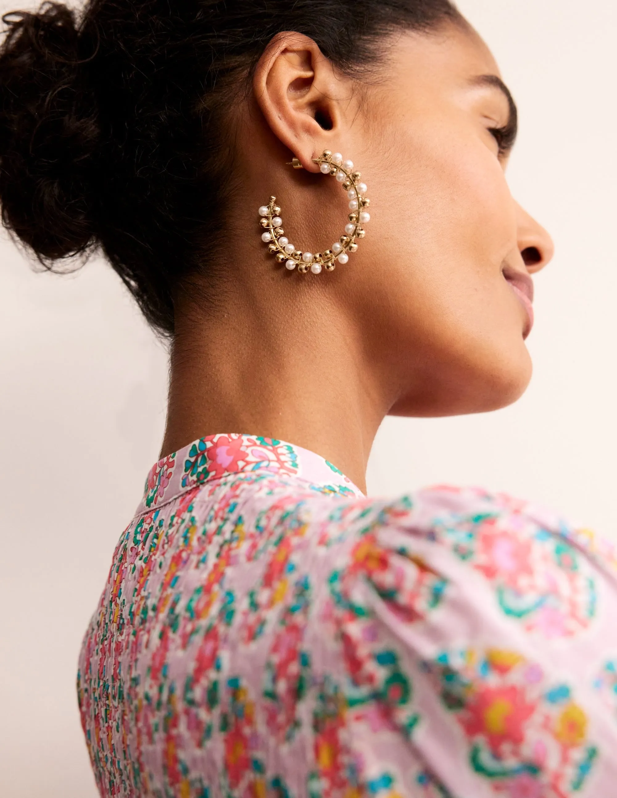 Beaded Hoops-Gold