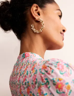 Beaded Hoops-Gold