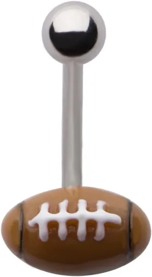 Belly Button Rings 14G Steel Football Ball Belly Rings 3/8