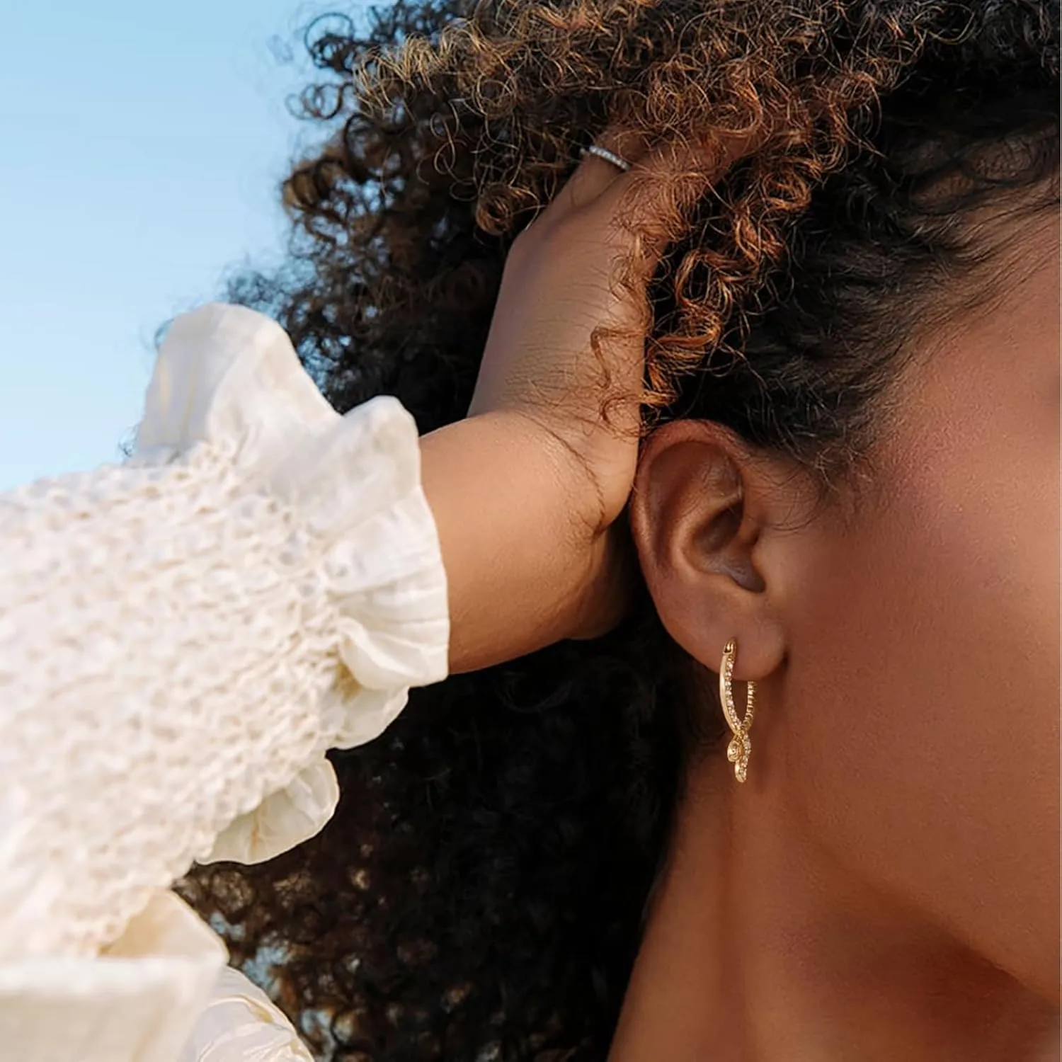 BENEIGE Women Hoop Huggie Earrings 14K Gold Plated Cubic Zirconia Earrings Simple Boho Earrings Handmade Hypoallergenic Jewelry Gifts