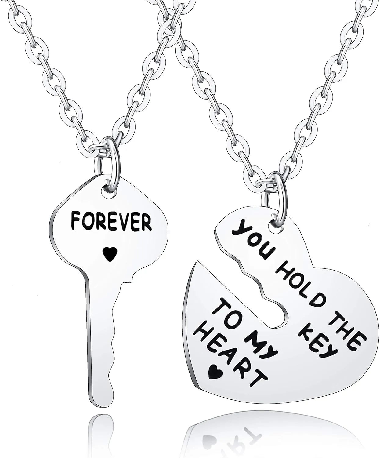BESPMOSP Set of 2 You Hold The Key To My Heart Forever Matching Pendant Necklace