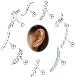 Besteel Hypoallergenic Cartilage Earrings for Women - Surgical Stainless Steel Earrings for Sensitive Ears 16G Stud Cartilage Earring Sets for Multiple Piercing Helix Conch Tragus Piercing Jewelry