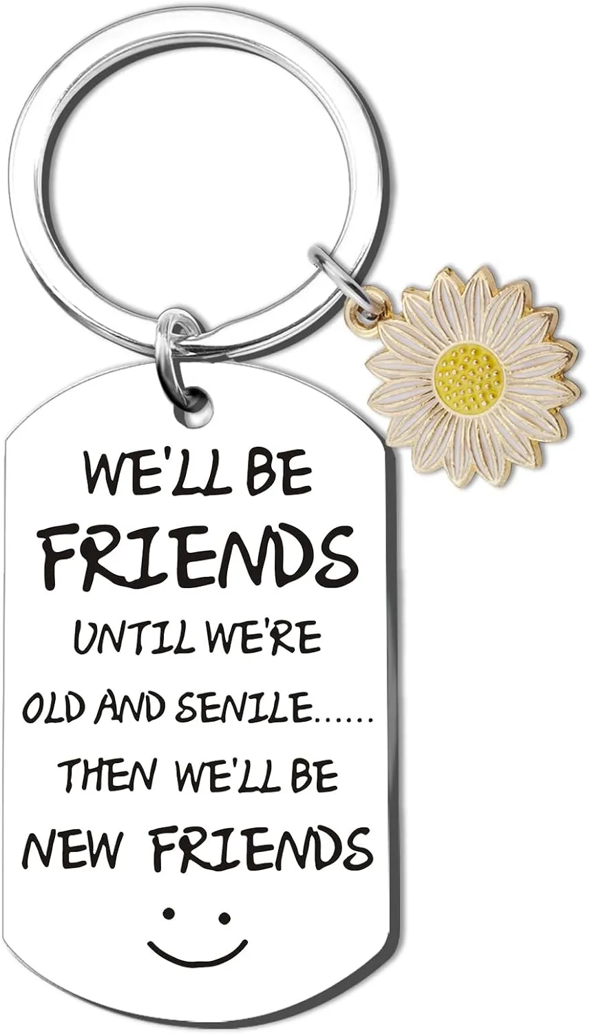 Bestie Gifts for Women Best Friend Keychain Funny Friendship Gifts for Women Friends Female Sister Long Distance Friendship Gift Unique Friend Birthday Friends Themed Gift Flower Accessories