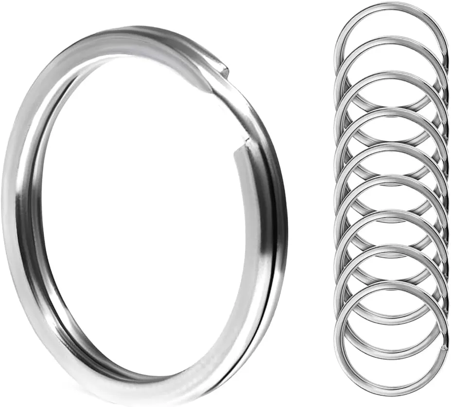 BiyrlyStainless Steel Keyrings,Round Key Rings for Flat Keychains For Home Car Office Keys Attachment