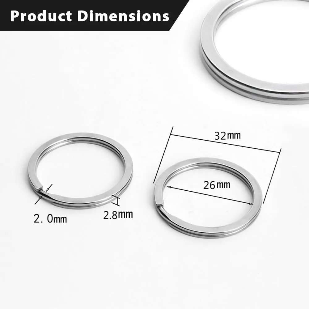 BiyrlyStainless Steel Keyrings,Round Key Rings for Flat Keychains For Home Car Office Keys Attachment