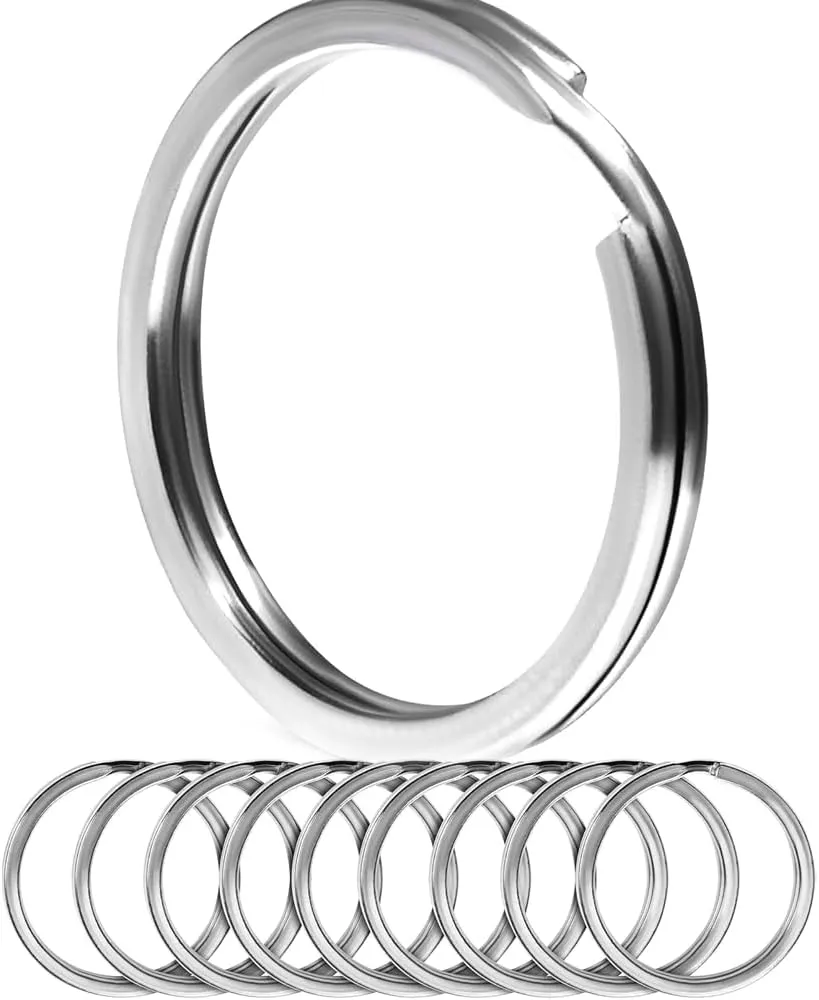 BiyrlyStainless Steel Keyrings,Round Key Rings for Flat Keychains For Home Car Office Keys Attachment
