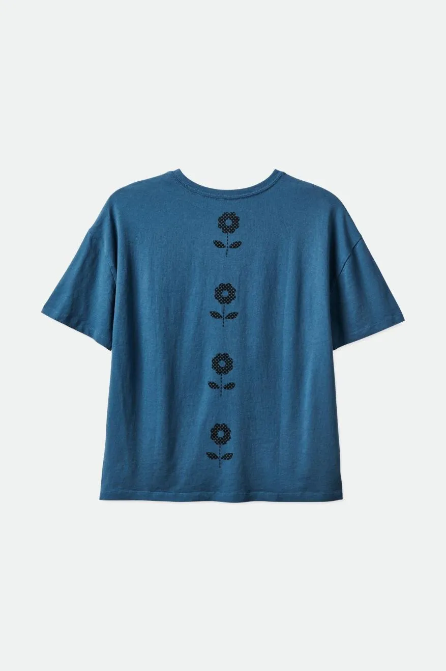 Blossom Oversized Boyfriend Tee - Indie Teal