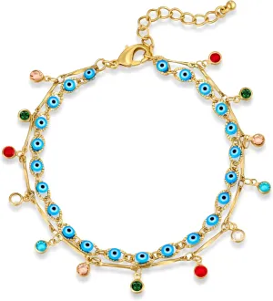 Blue Evil Eye Anklets Colorful Ankle Bracelets for Women Gold Summer Beach Anklet Trendy Costume Jewelry