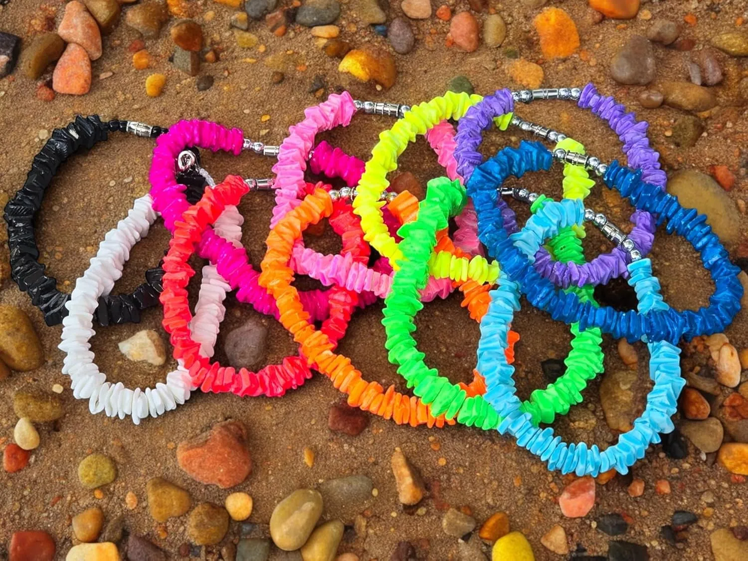 BlueRica Puka Chip Shell Anklet (Solid Color) 10"