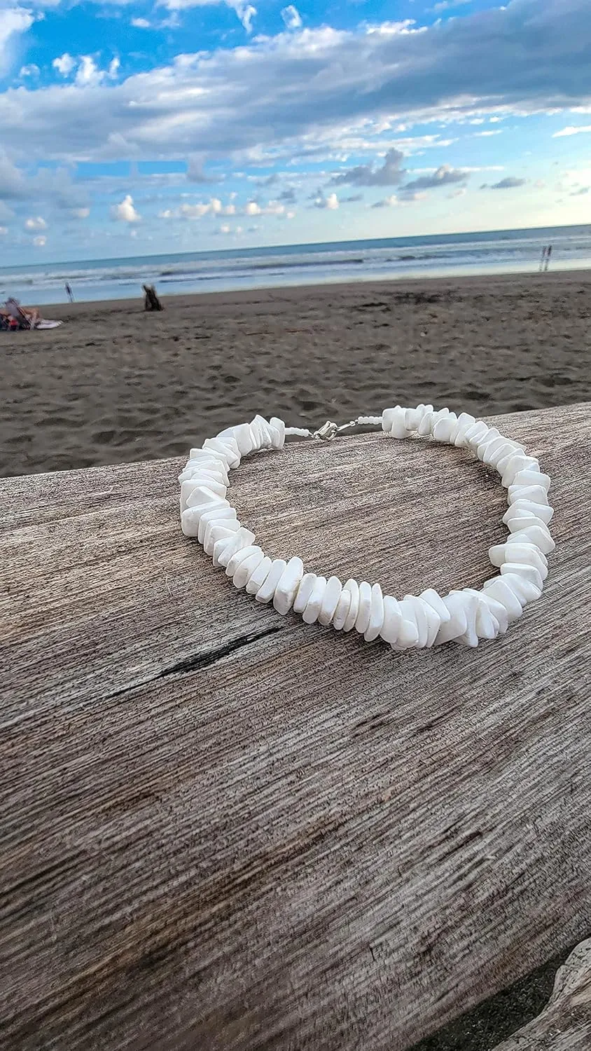 BlueRica Puka Chip Shell Anklet (Solid Color) 10"
