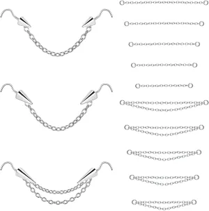 BodyAce 20G Spike Nose Rings Studs with Chains, Stainless Steel Spike Nostril Ring Stud Chain, Black Rook Corkscrew Ring L-Shaped Nose Piercing Jewelry