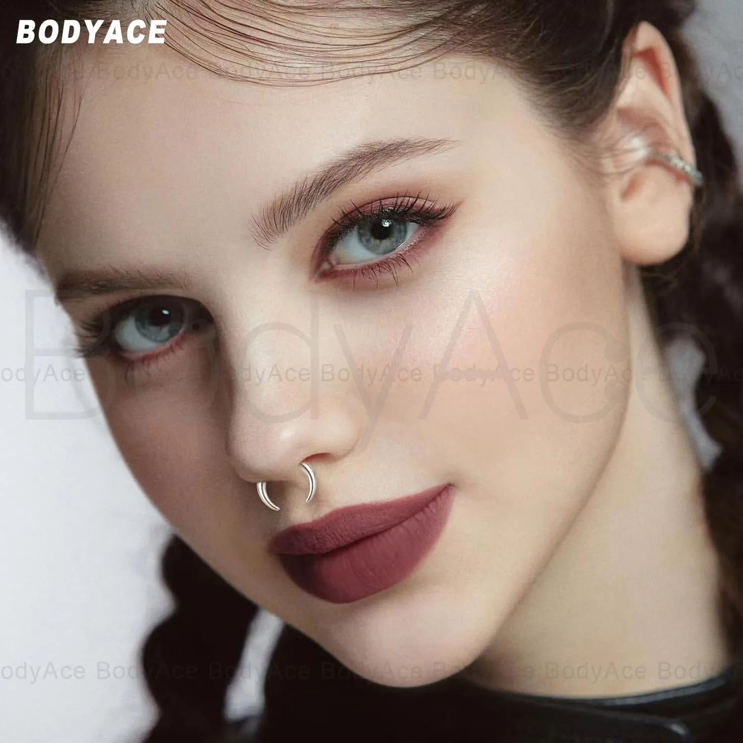 BodyAce 2Pairs C Shape Ear Taper Kit, 2-12G Buffalo Septum Pincher Tapers Nose Rings, Black Stretching Ear Expanded Septum Rings with O-Rings