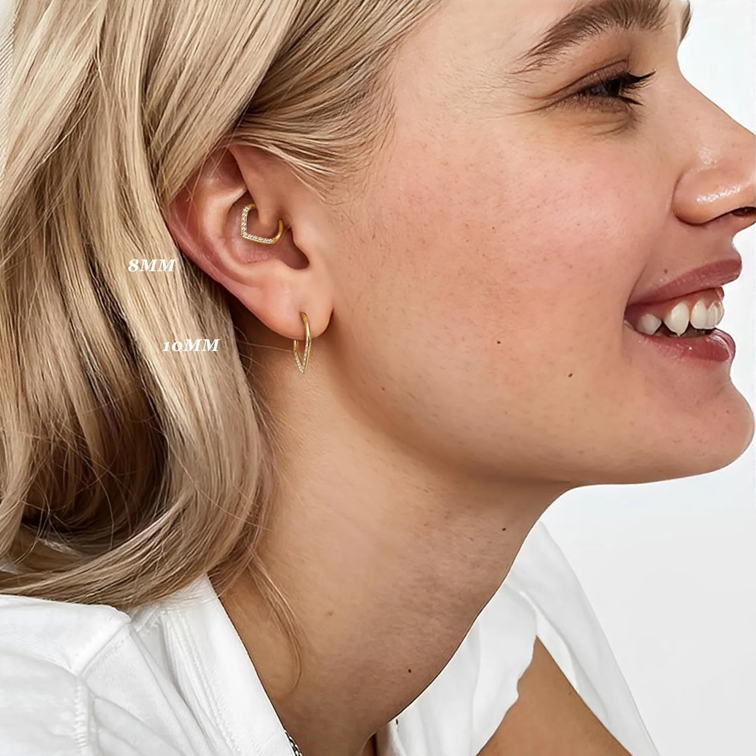 BodyBonita 16G Septum Rings - 316L Surgical Steel Teardrop Hinged Nose Rings Hoops Seamless Septum Jewelry CZ Nose Piercings Helix Tragus Rook Daith Piercing for Women Men Silver/Gold/Black 8mm 10mm