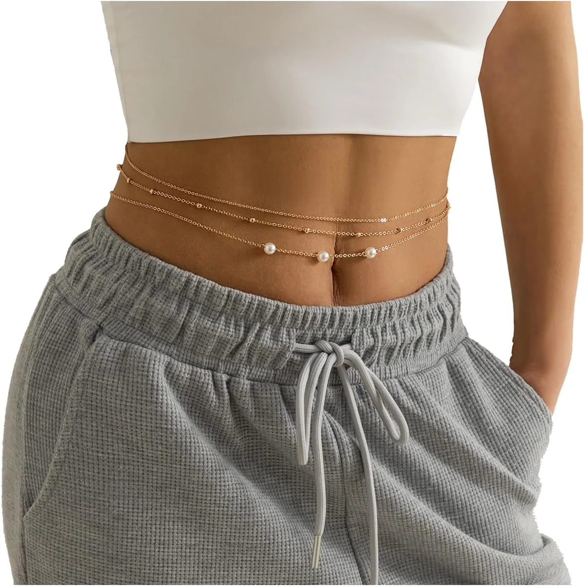 Bohe Beads Belly Waist Chain Summer Beach Bikini Body Chain Seashell Beaded Belly Chain for Women Multilayer Waist Body Jewelry