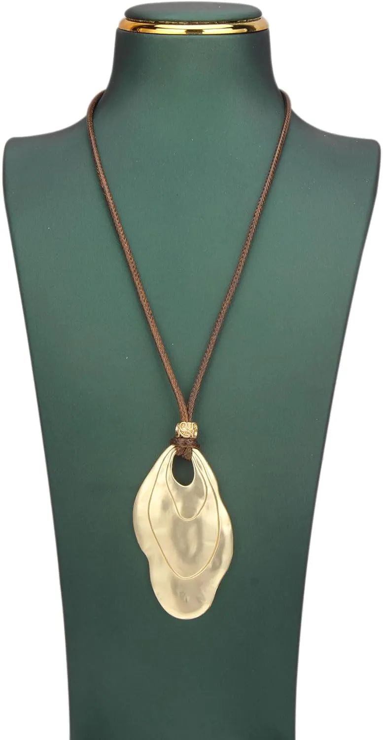 Boho Necklaces for Women Chunky Circle Necklace Layered Boho Circle Leather Choker Necklace Long Vintage Necklaces Bohemian Jewlery Gifts