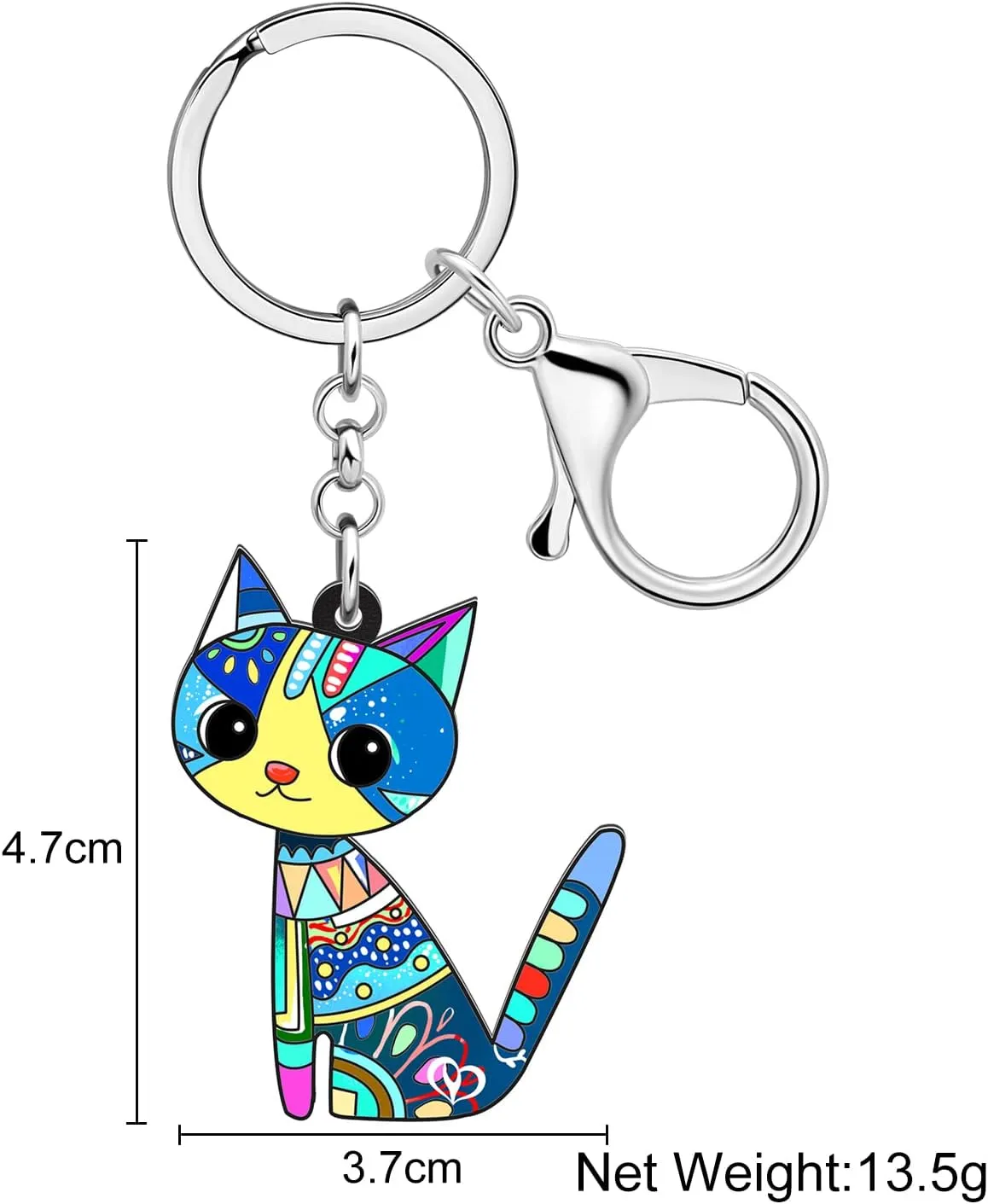 BONSNY Acrylic Cat Key Chains For Women Car Purse Bag Rings Pendant Girl Gift Charms