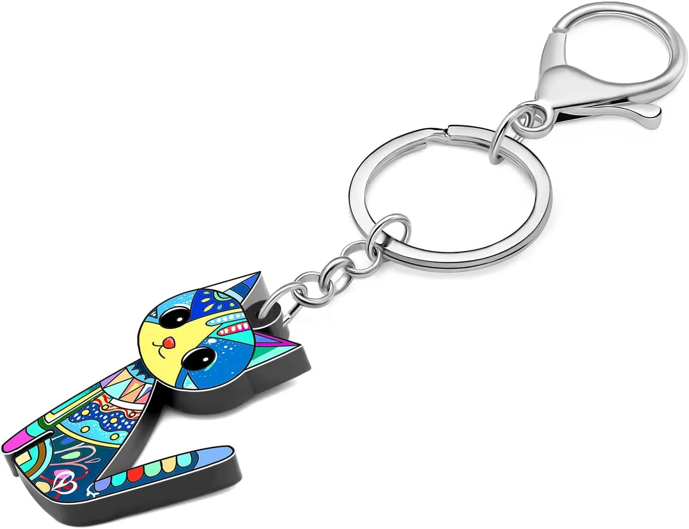 BONSNY Acrylic Cat Key Chains For Women Car Purse Bag Rings Pendant Girl Gift Charms