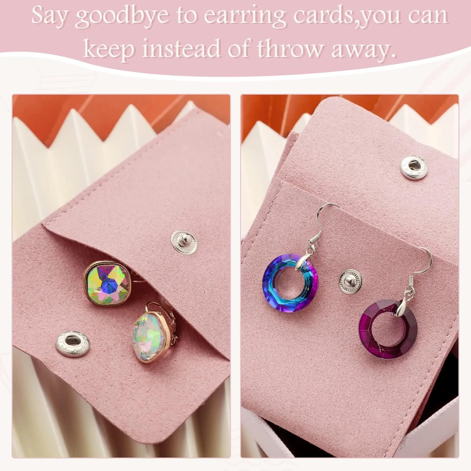 Bonuci Microfiber Jewelry Pouch 8x8cm, Jewelry Packaging Bag Luxury Small Gift Bags Package Snap Button with Divider Microfiber Bag for Bracelet Necklace Packaging