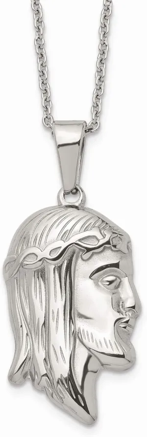 Bonyak Jewelry Chisel Stainless Steel Polished Jesus Silhouette Pendant on a 22 inch Cable Cha
