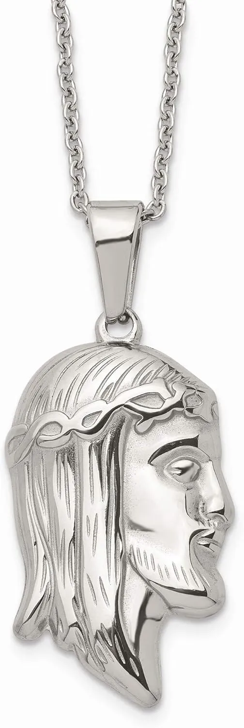 Bonyak Jewelry Chisel Stainless Steel Polished Jesus Silhouette Pendant on a 22 inch Cable Cha