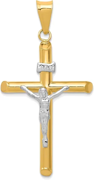 Bonyak Jewelry Two-Tone Polished Jesus Crucifix Pendant in 14K Yellow & White Gold Enchanting