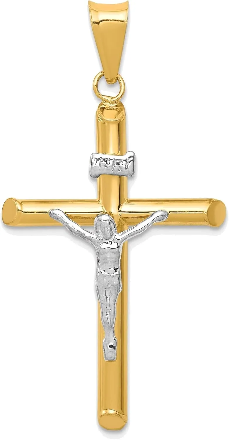 Bonyak Jewelry Two-Tone Polished Jesus Crucifix Pendant in 14K Yellow & White Gold Enchanting