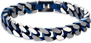 Bracelets for Men-Stainless Steel Fold Over Clasp Cuban Chain Mens Bracelet