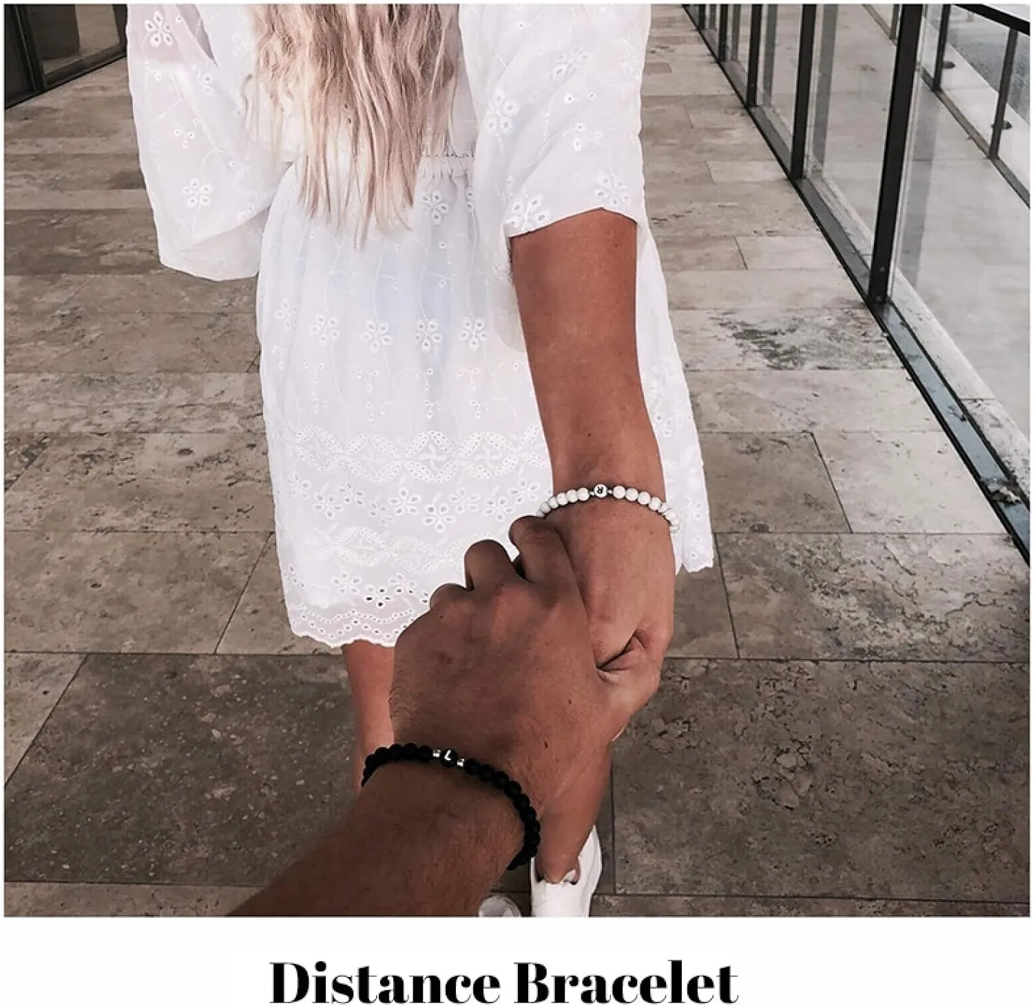 Braided Bracelet String, Agate Bead Bracelet Black Agate Adjustable Beads with Letter A Metal Nature Stone for Men Women Prom Jewelry