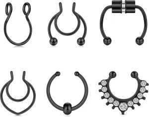 Briana Williams Fake Septum Piercing Fake Septum Ring Faux Septum Nose Rings Fake Septum Fake Nose Ring Clip On Septum Nose Ring Faux Septum Piercing for Women Non Piercing Fake Septum Hoop Jewelry