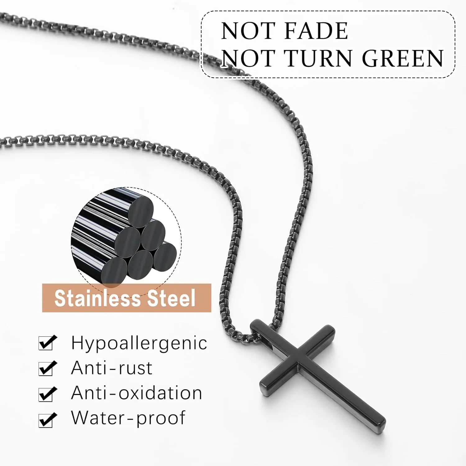Bulk Stainless Steel Cross Necklace for Men Gifts Christian Gift Cross Necklace Pendant