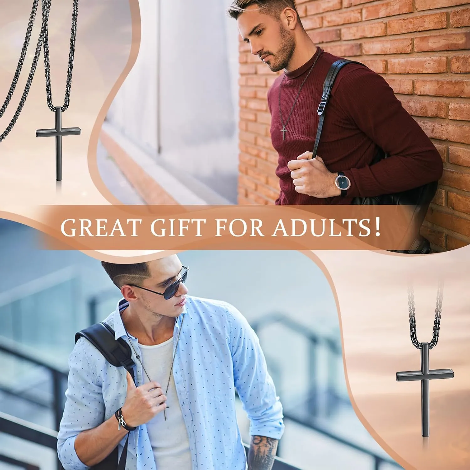 Bulk Stainless Steel Cross Necklace for Men Gifts Christian Gift Cross Necklace Pendant