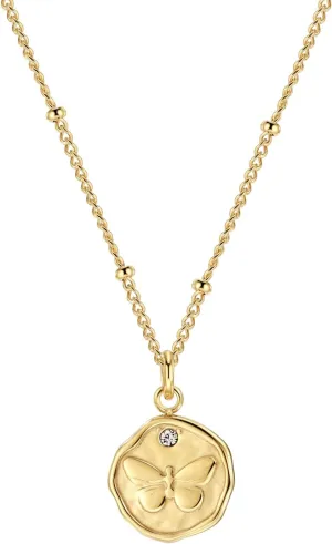 Butterfly Necklace, 14K Gold Plated Necklace, Layered Necklace, Irregular Gold Pendant Necklace, Gold Medallion Necklaces for Women