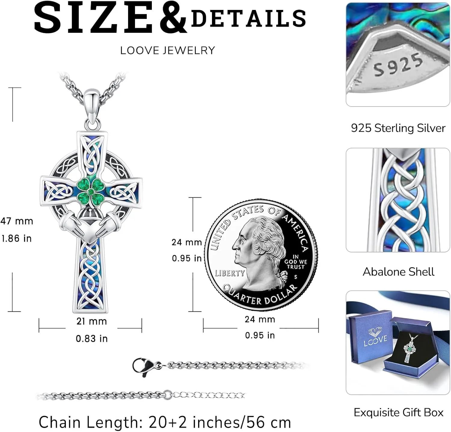 Celtic Cross Tree of Life Necklace for Women Sterling Silver Thor Hammer Tree of Life Pendant Irish Knot Cross Amulet Tree of Life Jewelry