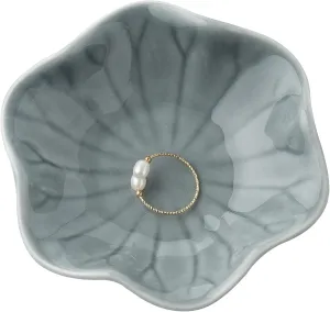 Ceramic Trinket Dish, Ring Tray, Decorative Jewelry Dish for Earrings Necklaces Watch Keys, for Women (Blue Leaf)