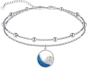 CHIC & ARTSY Dainty Anklets S925 Sterling Silver Summer Layered Anklet Bracelet Adjustable Multilayer Beach Anklet Bracelet Foot Jewelry for Women 10-11 Inches