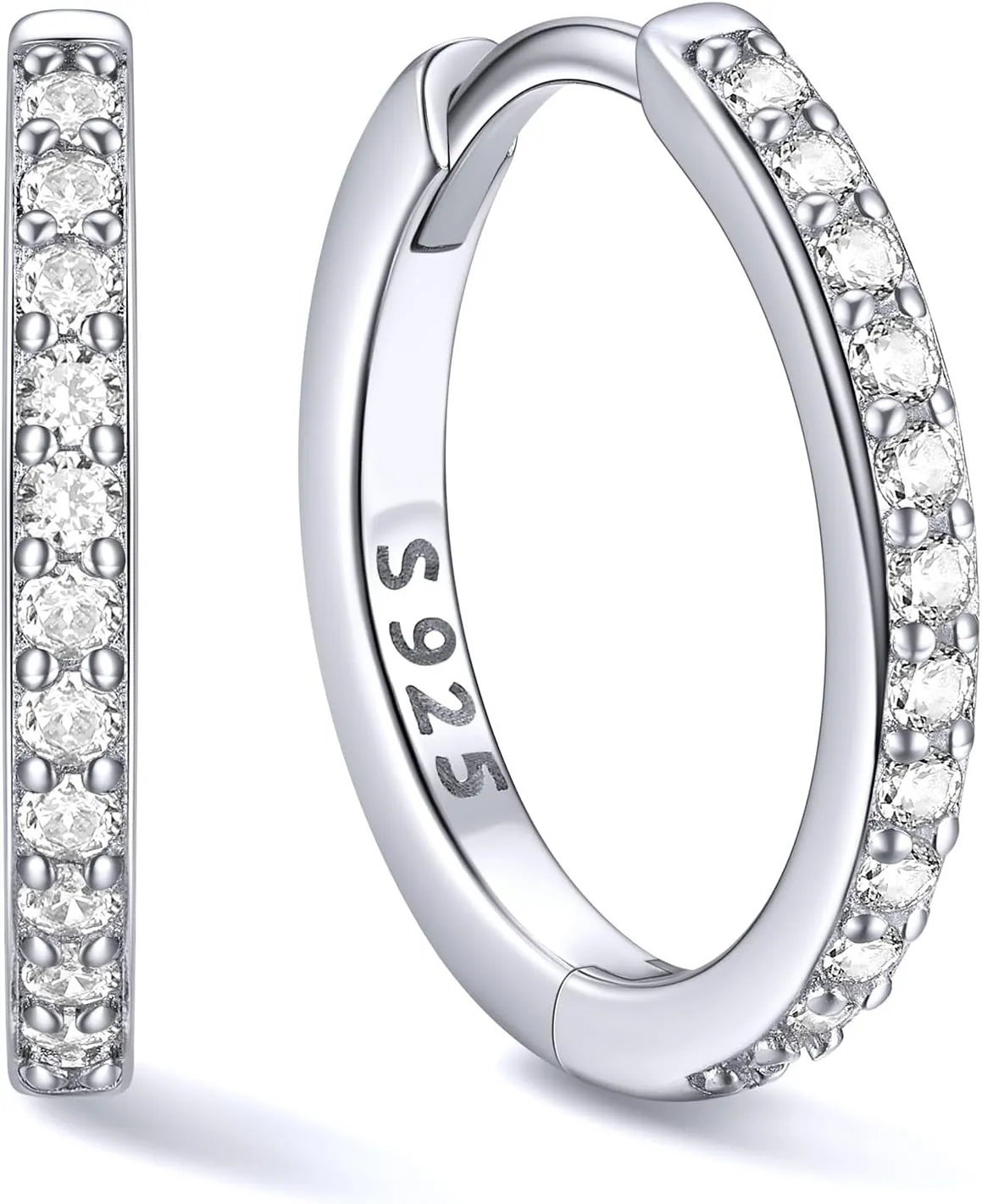 ChicSilver 925 Sterling Silver Small Hoop Earrings for Women Cubic Zirconia Gold Plated Sterling Silver Huggie Hoop Earring Cartilage Earrings Hypoallergenic Lightweight (6mm/8mm/10mm/12mm)