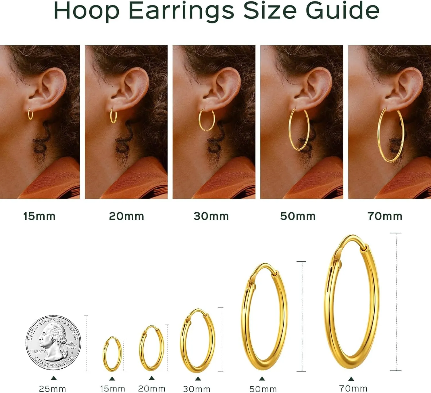 ChicSilver Hypoallergenic 925 Sterling Silver Hoop Earrings Lightweight Large Silver Hoop Earrings for Women, Endless Huggie Earrings 15/20/30/50/70MM