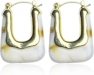 Chunky Clear Earrings Square Hoop Earrings for Women Huggie Minimalist Square Earrings Gift For Women