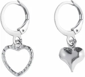 Chunky Heart Small Hoop Earrings Silver Plated Asymmetric Dainty Hollow Love Heart Geometric Dangle Drop Earrings for Women Minimalist Birthday Valentine's Day Christmas Fashion Jewelry Gifts