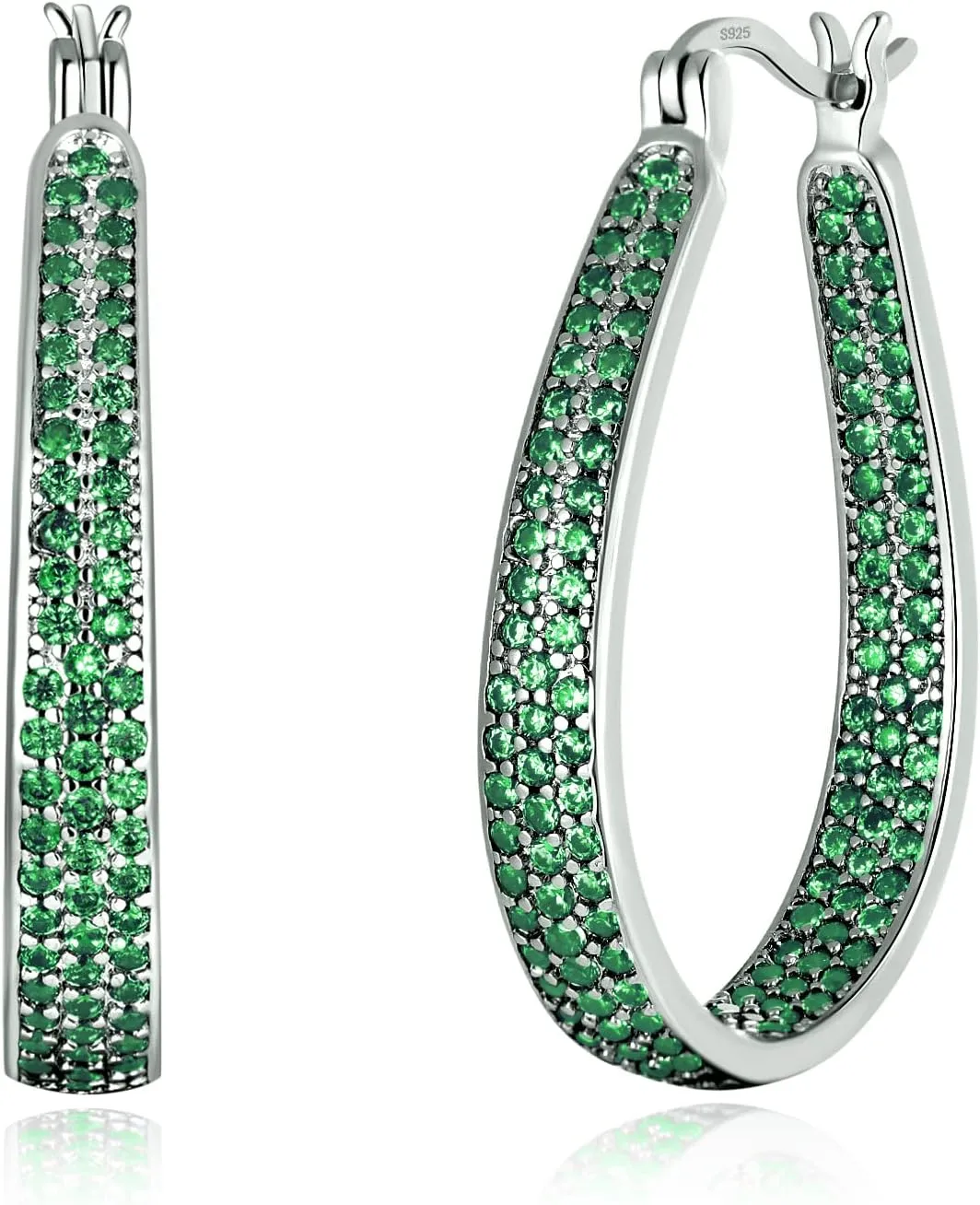 CiNily 925 Sterling Silver Post Hoop Earrings for Women Gilrs Multcolors Cubic Zircon Hoops 14K Gold Plated Oval Chunky Hoop Earrings Jewelry Gift for Mothers Day/July 4th/Wedding/Party/Christmas