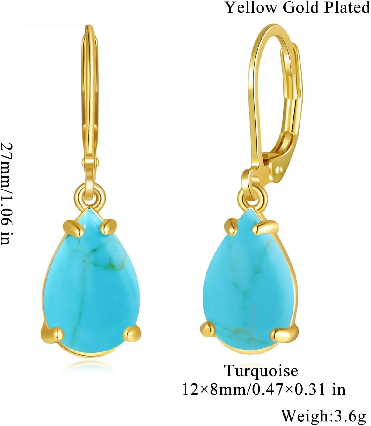 CiNily Leverback Dangle Drop Earrings for Women Girls 14K White/Gold Plated Teardrop Earrings Cubic Zircon Hanging Lever Earrings Fashion Graduation Party Weddings Jewelry Gifts