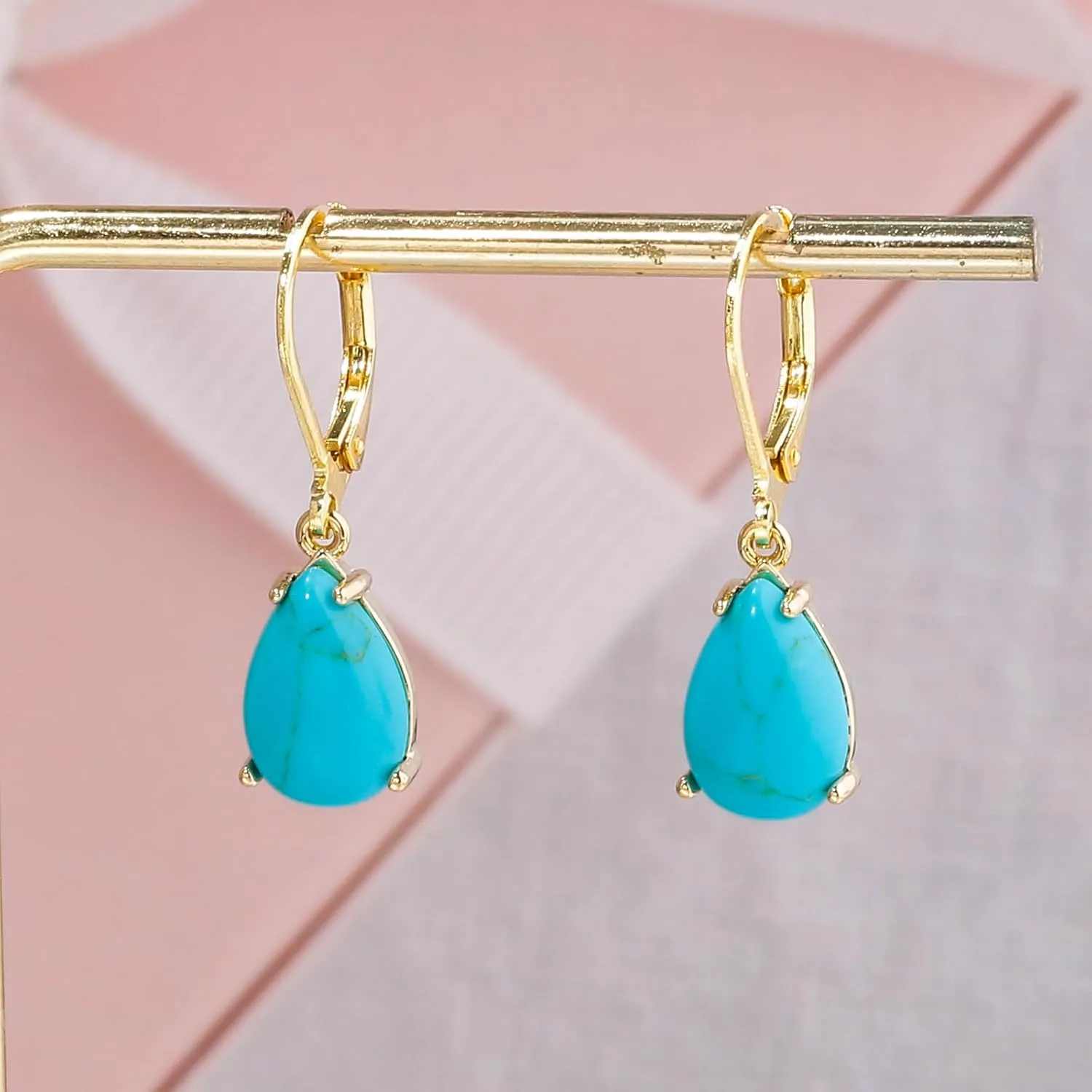 CiNily Leverback Dangle Drop Earrings for Women Girls 14K White/Gold Plated Teardrop Earrings Cubic Zircon Hanging Lever Earrings Fashion Graduation Party Weddings Jewelry Gifts