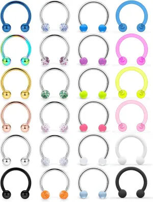 Cisyozi 16G 14G Septum Rings 316L Surgical Steel Lip Rings Septum Nose Rings Horseshoes Cartilage Helix Tragus Rook Daith Earrings Hoop Smiley Piercing Jewelry for Women Men 8mm 10mm