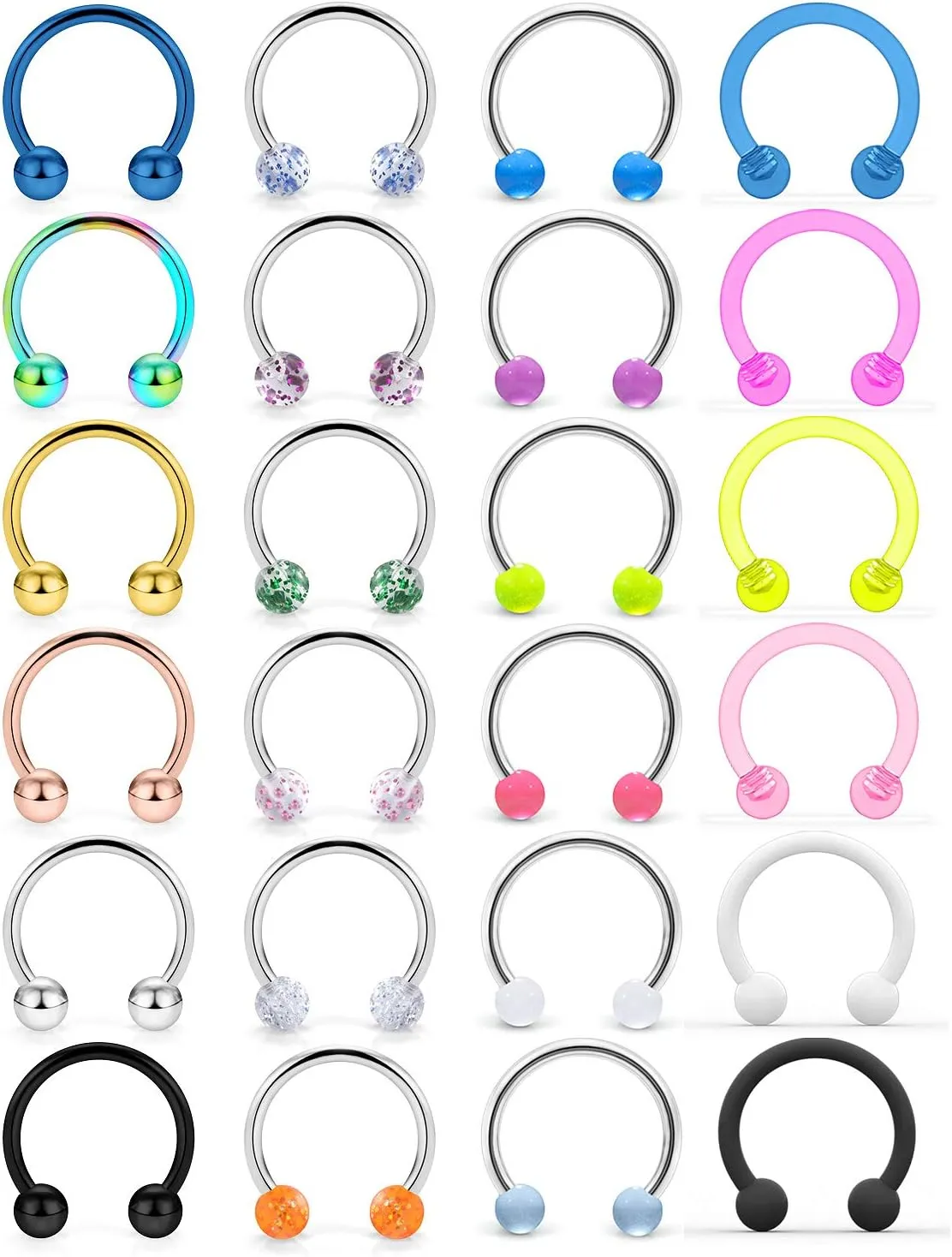 Cisyozi 16G 14G Septum Rings 316L Surgical Steel Lip Rings Septum Nose Rings Horseshoes Cartilage Helix Tragus Rook Daith Earrings Hoop Smiley Piercing Jewelry for Women Men 8mm 10mm