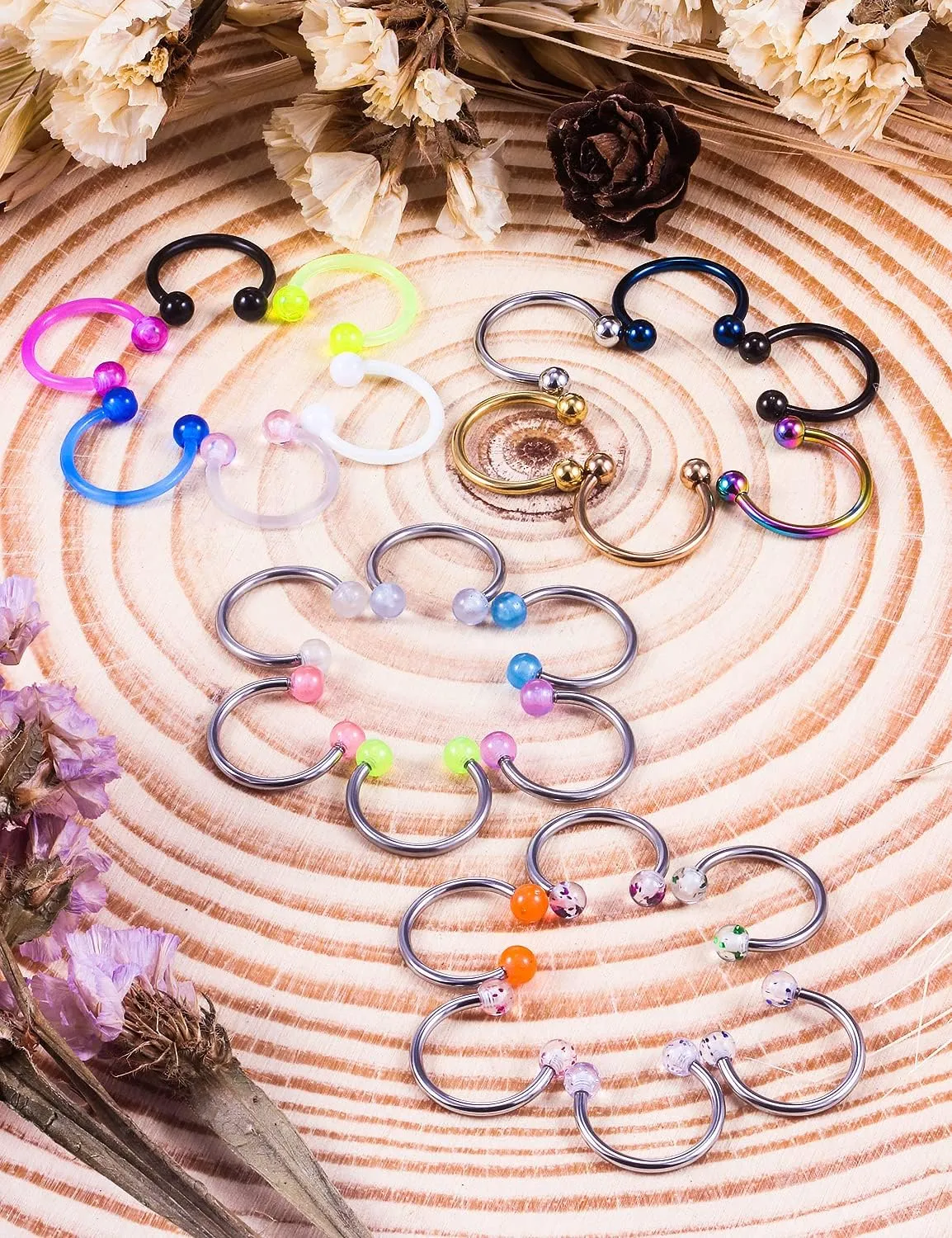 Cisyozi 16G 14G Septum Rings 316L Surgical Steel Lip Rings Septum Nose Rings Horseshoes Cartilage Helix Tragus Rook Daith Earrings Hoop Smiley Piercing Jewelry for Women Men 8mm 10mm