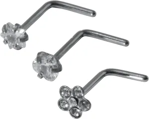 Claire's Accessories Titanium 3-Pack Flower Gemstone Nose Rings