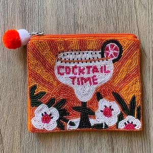 Cocktail Time Beaded Coin Purse