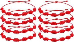 COLORFUL BLING 4/8 Pces of 7 Knots Red Bracelets for Protection Evil Eye and Good Luck String/Amulet for The Success Talisman for Women and Men Adjustable Gift for Friendship and Family
