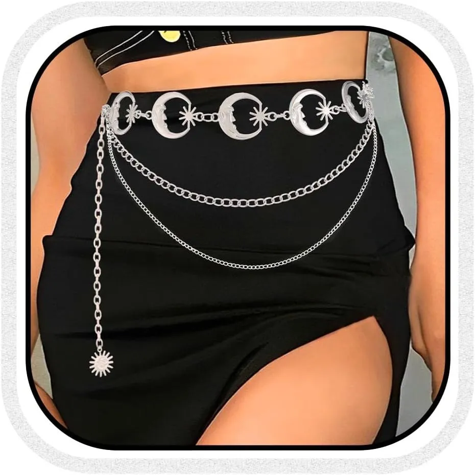 COSYDAYS Gold Chain Belt Layered Sun Moon Waist Chains Fashion Belly Body Jewelry for Women
