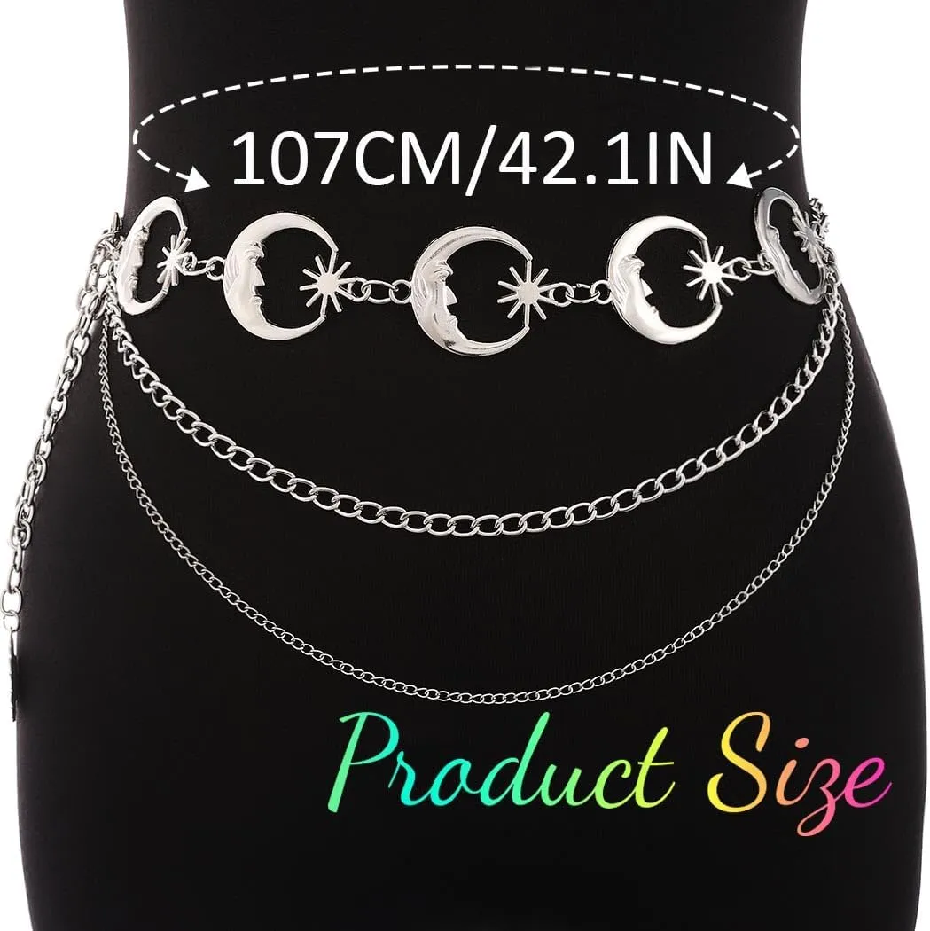 COSYDAYS Gold Chain Belt Layered Sun Moon Waist Chains Fashion Belly Body Jewelry for Women